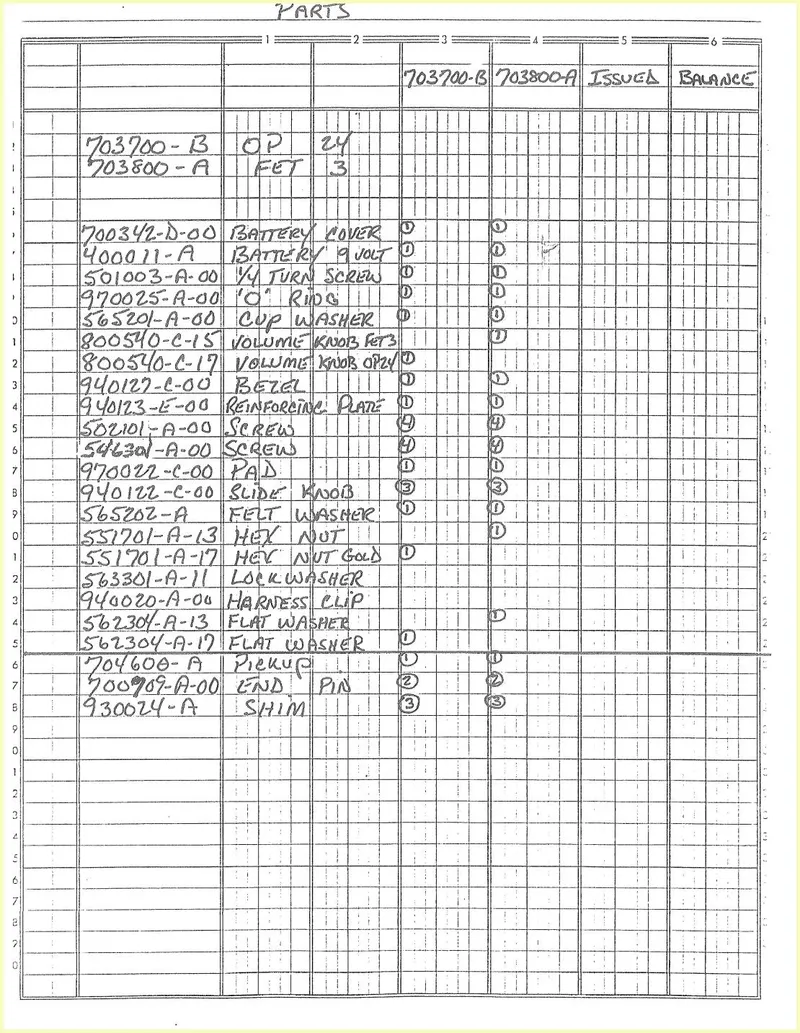 Ovation FET-3 / OP-24 Pre-Amp Parts List