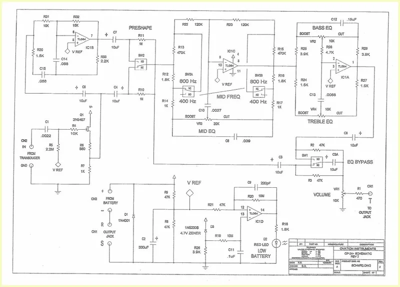 Ovation OP-24 Plus Pre-Amp Schematic