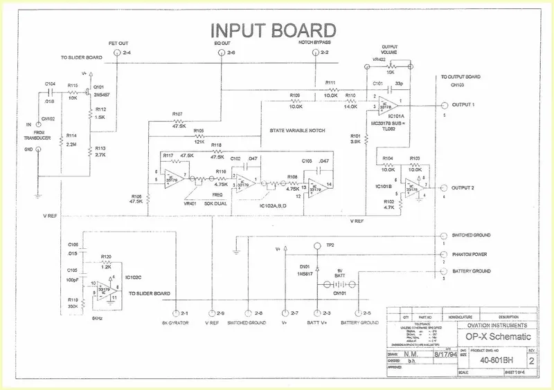 Ovation OP-X Pre-Amp Schematic