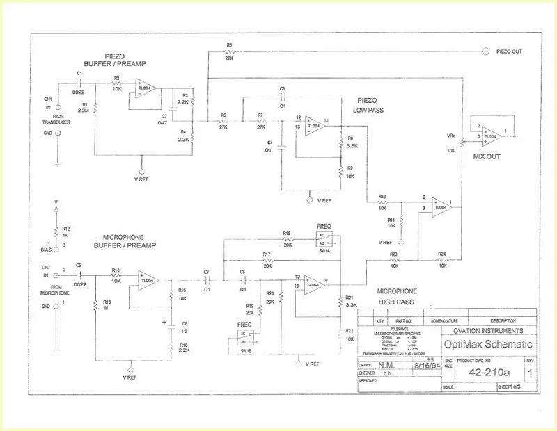 Ovation OptiMax Pre-Amp Schematic