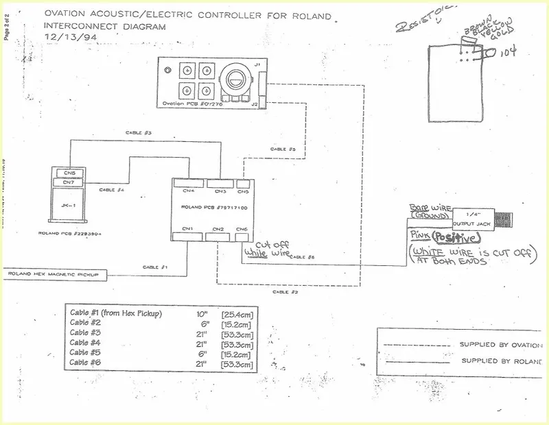 Ovation Acoustic/Electric Interconnect Controller Diagram for Roland