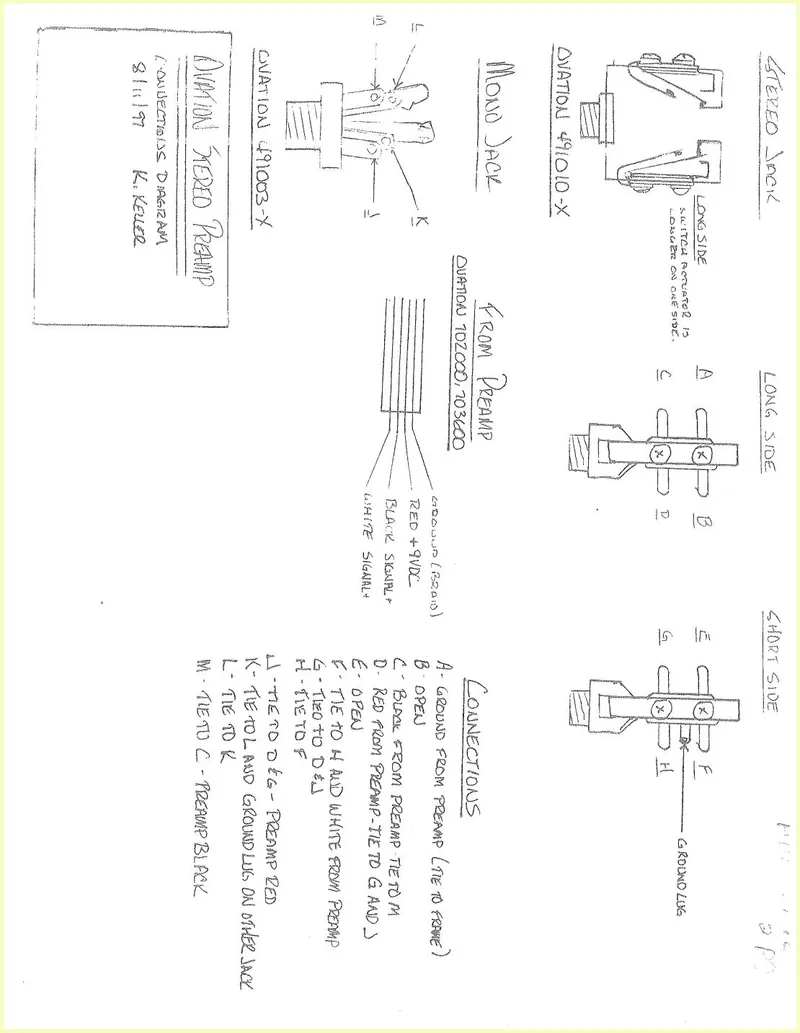 Ovation Stereo Preamp Jack Connections Diagram