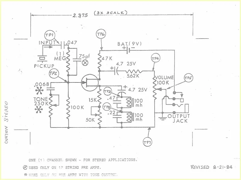 Ovation Stereo VT Preamp Circuit Schematic