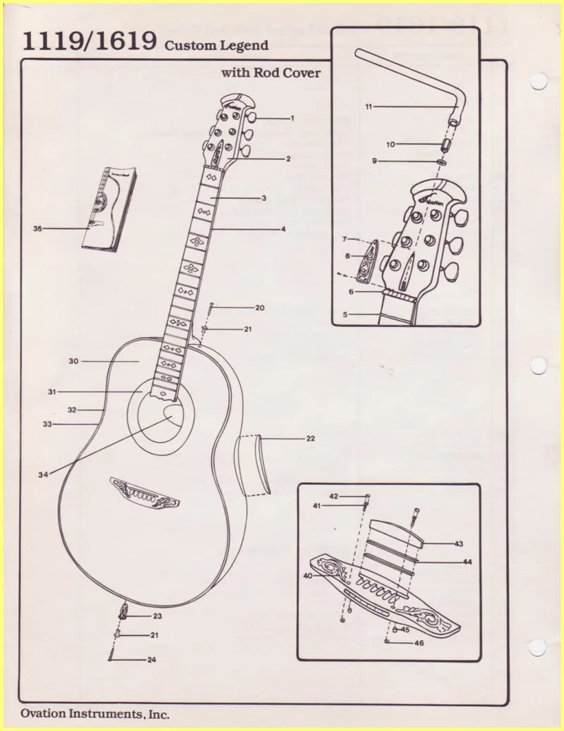 Ovation 1119/1619 Custom Legend with Rod Cover – Parts Diagram and Parts List