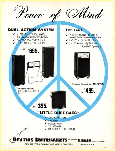 1970 Peace Of Mind Ovation Amps Ad