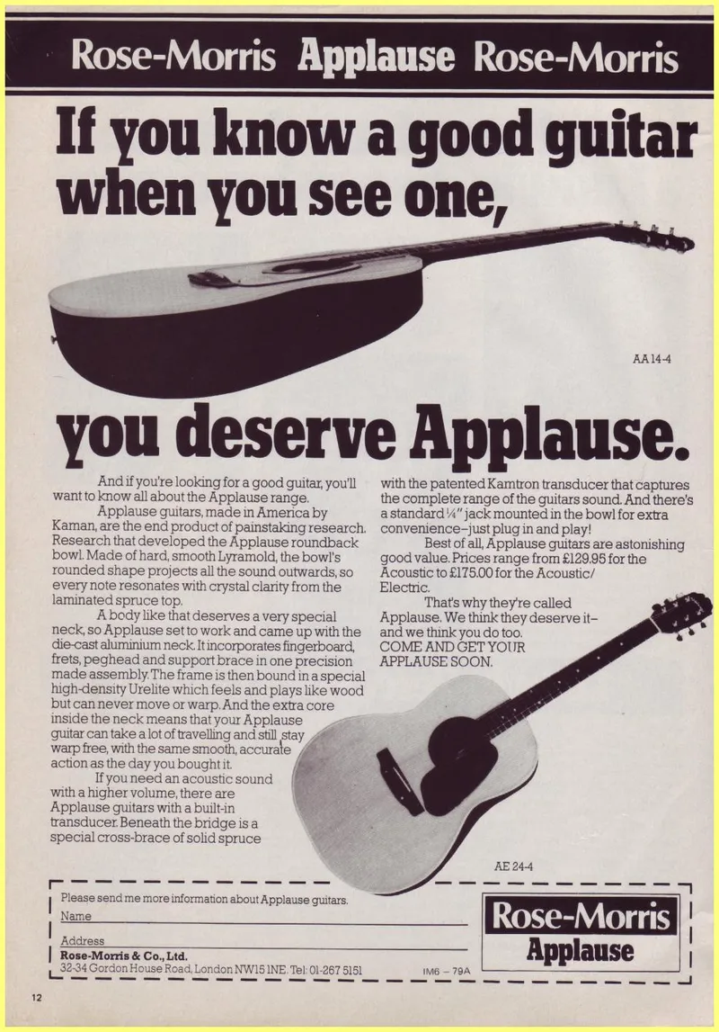 1979 Applause UK Ad