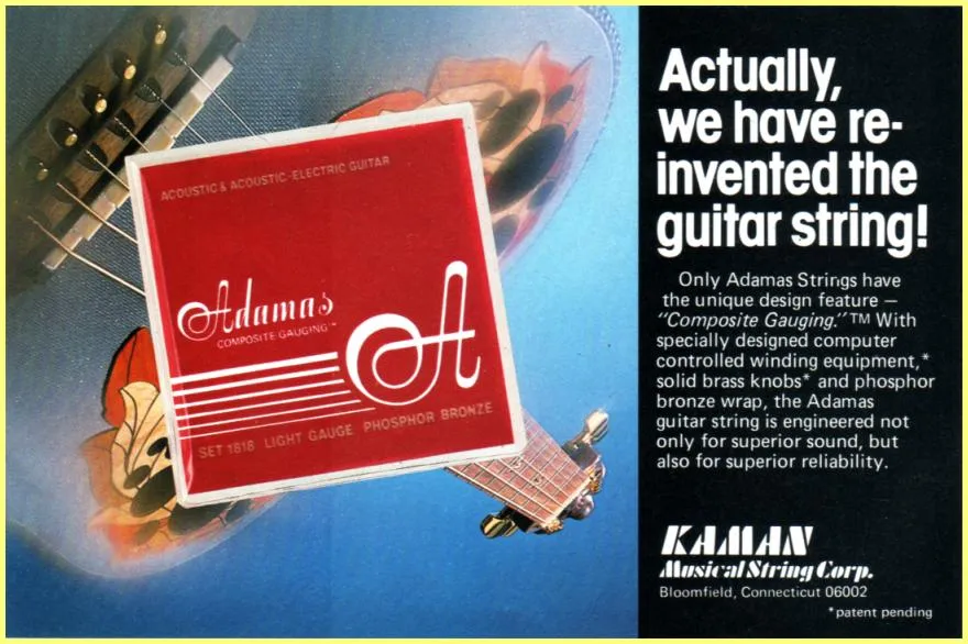 Adamas Guitar Strings Advertisement by Kaman Musical String Corp ...