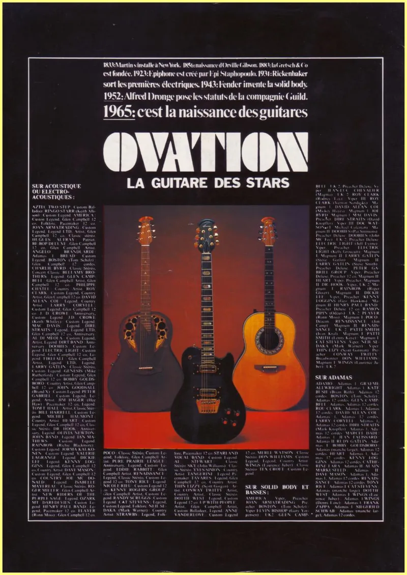 Ovation - La Guitare des Stars (French Market Brochure)
