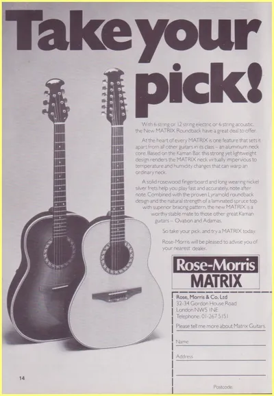 1982 Ovation Matrix UK Ad