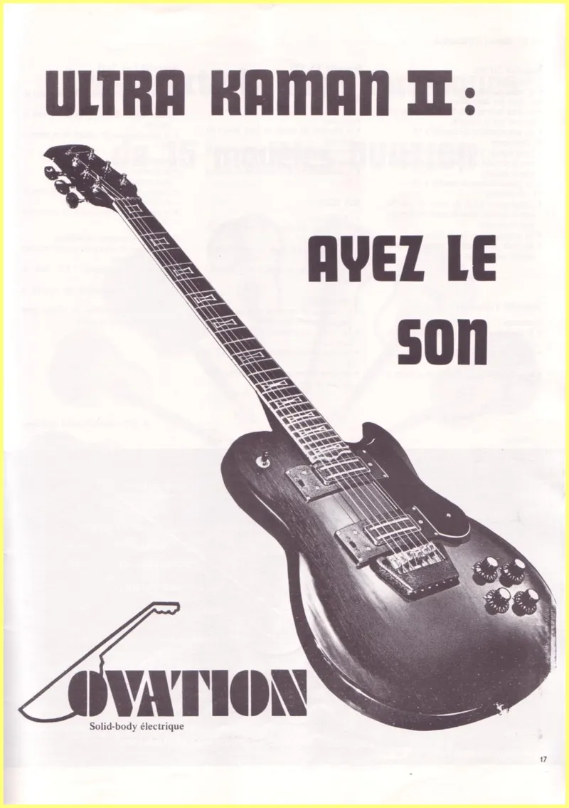 Ovation Ultra Kaman II French Dealer Directory Advertisement