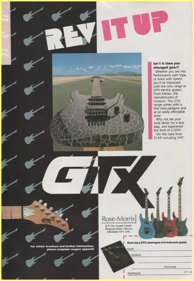 1990 Kaman GTX Electric Guitars UK Ad
