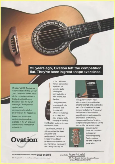 1991 Ovation Collector Model UK Ad
