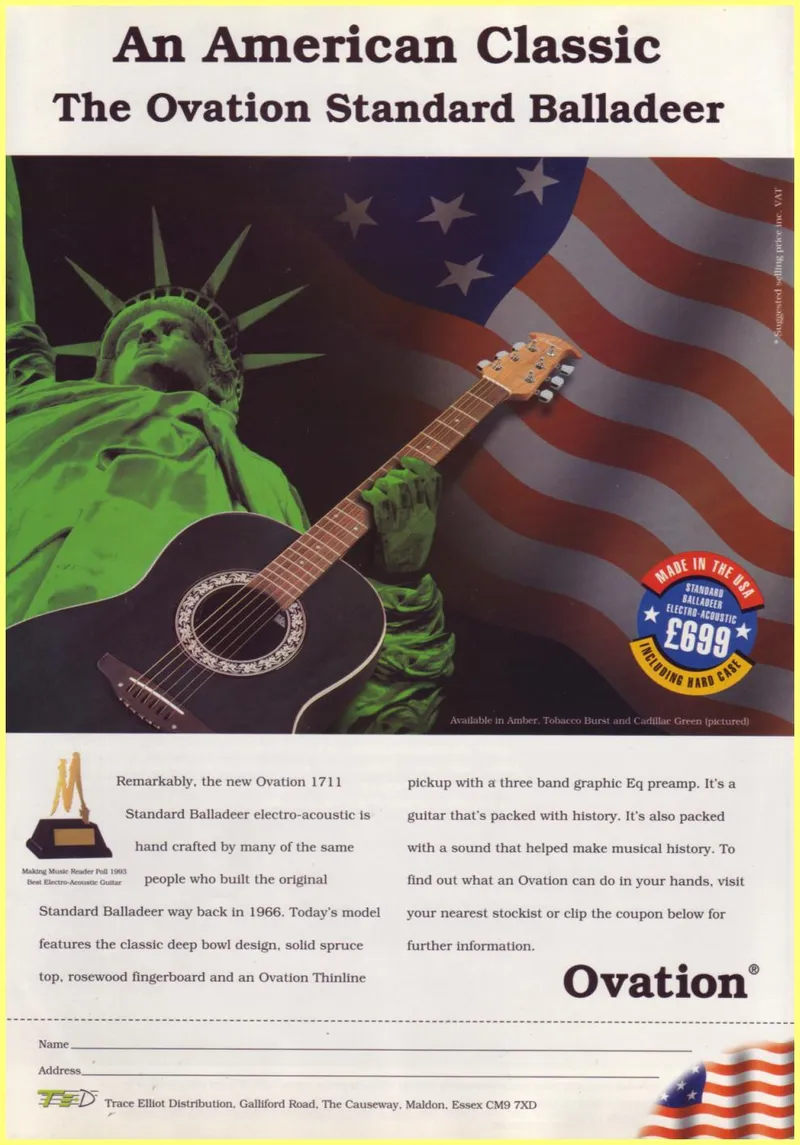 Ovation Standard Balladeer UK Advertisement - An American Classic