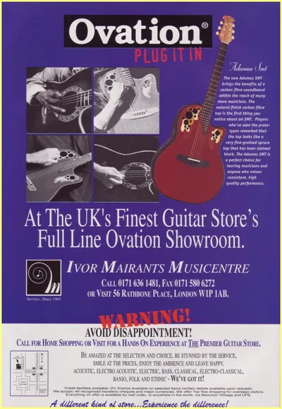 1999 Ovation Adamas SMT UK Ad
