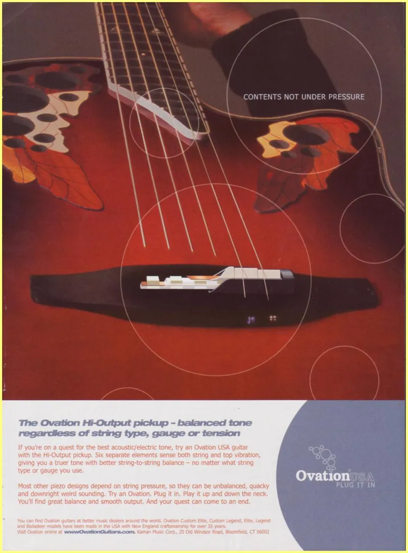 Ovation USA Hi-Output Pickup Advertisement