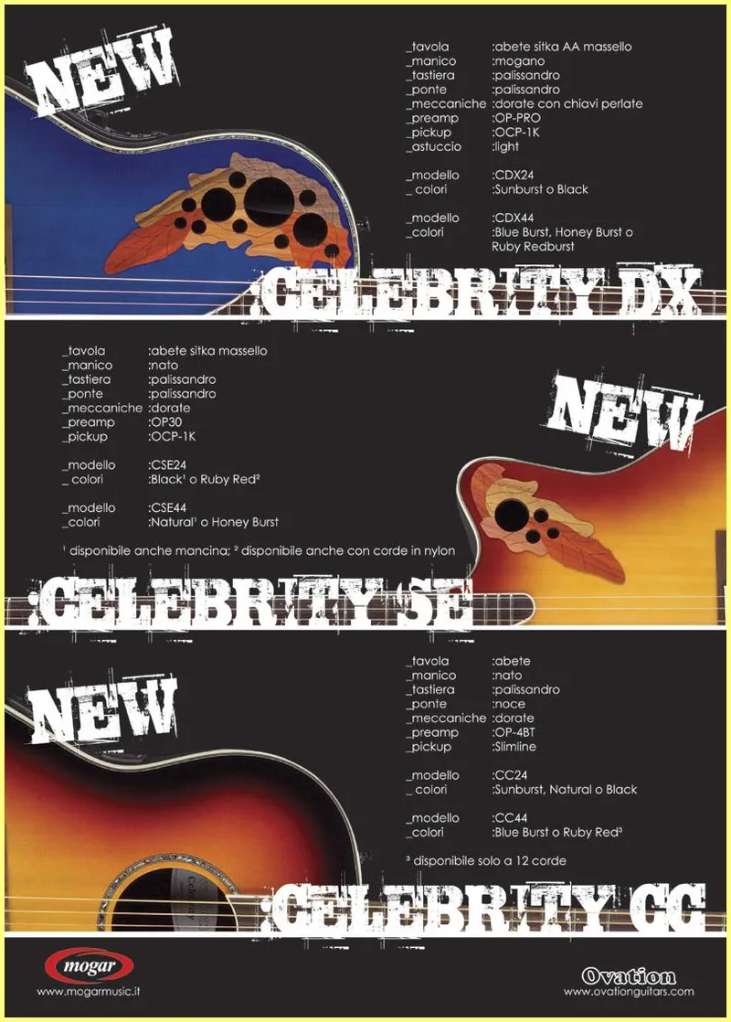 Ovation Celebrity Series New Models - Italian Market Ad