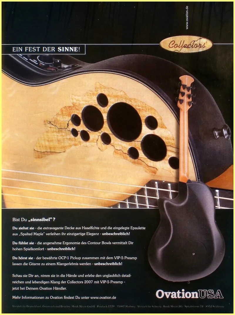 Ovation USA Collectors 2007 – German Market Advertisement