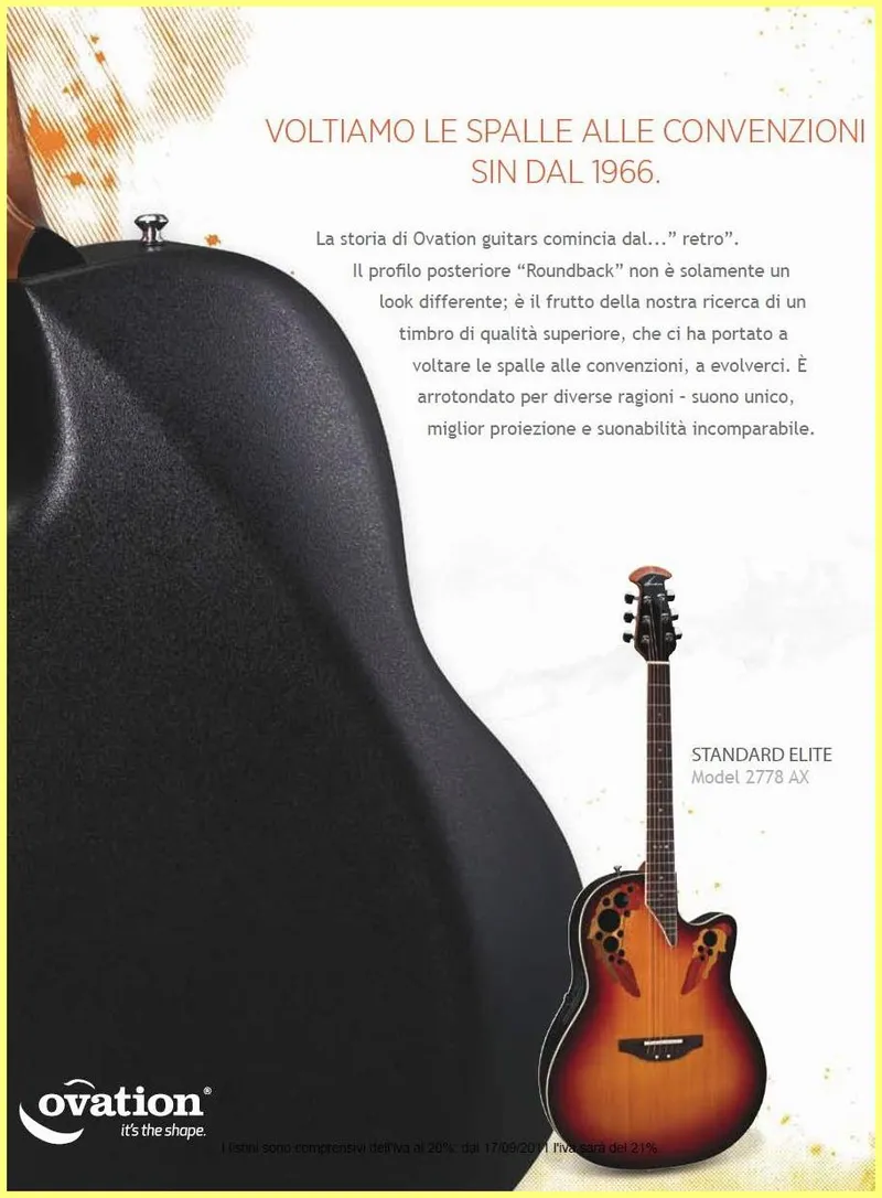 Ovation Guitars Italian Advertisement - Standard Elite Model 2778 AX