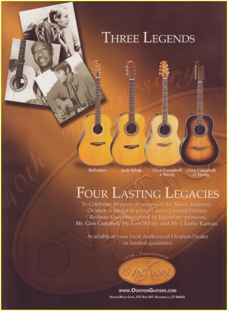 Ovation Guitars 40th Anniversary Limited Edition Re-Issue Series