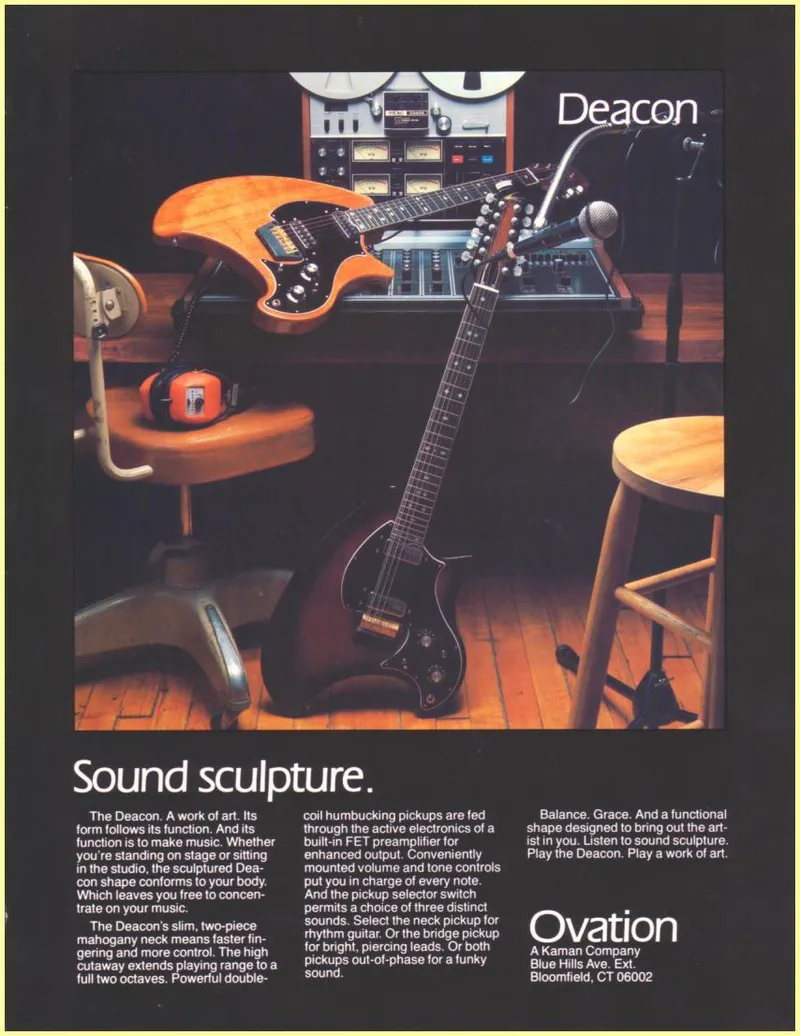 Ovation Deacon 'Sound Sculpture' Print Advertisement