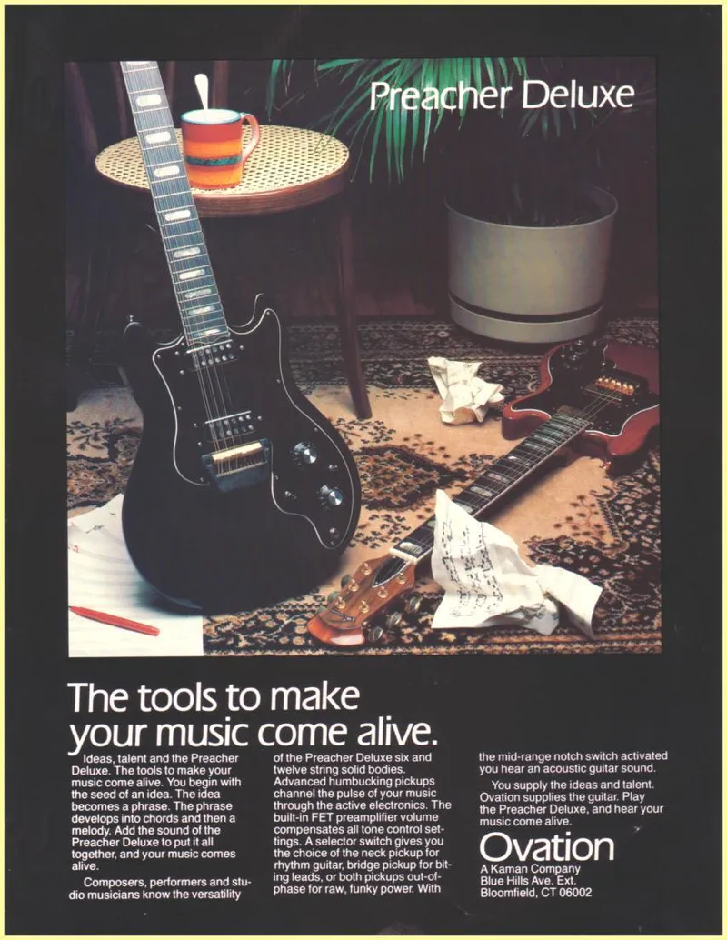 Ovation Preacher Deluxe Advertisement - The Tools to Make Your Music Come Alive