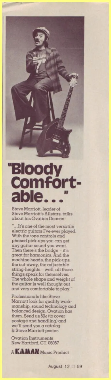 Ovation Deacon Advertisement featuring Steve Marriott
