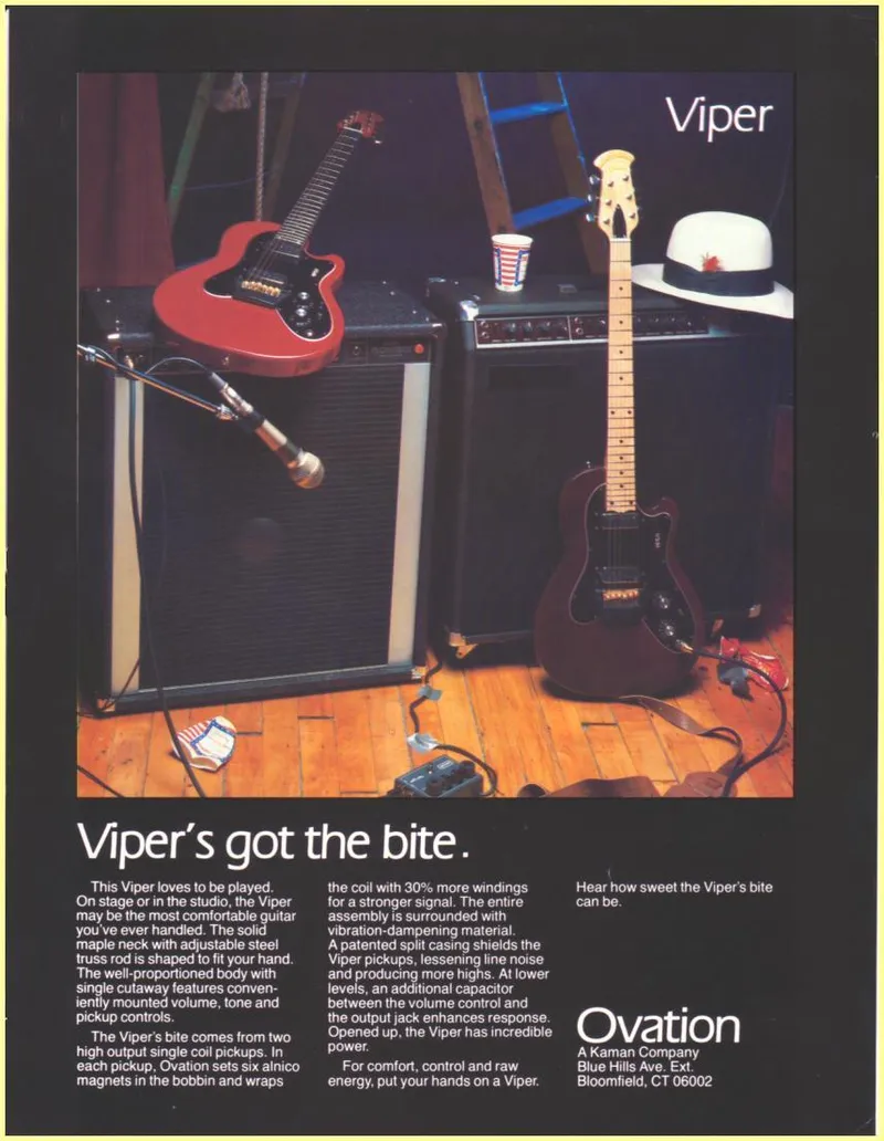 Ovation Viper Guitar Advertisement - 'Viper's Got the Bite'