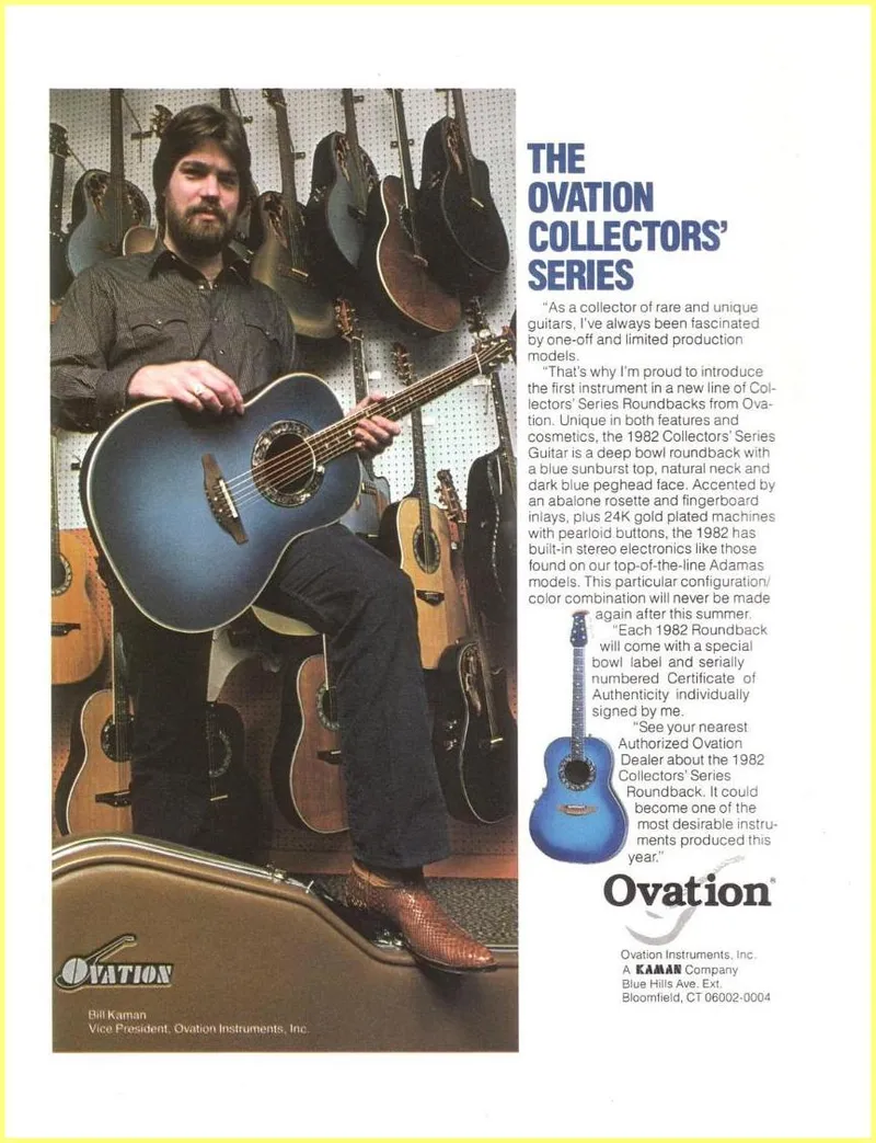 The Ovation Collectors' Series - 1982 Limited Edition Roundback Guitar Advertisement