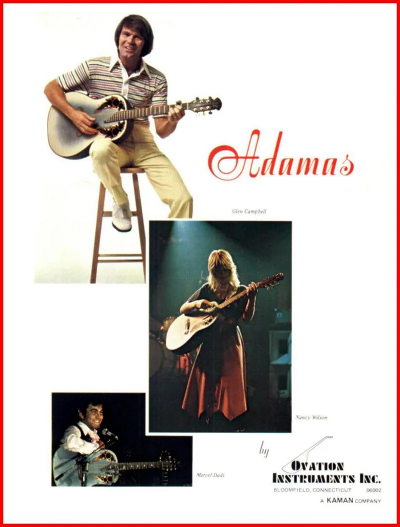 Ovation Adamas Guitar Artist Endorsement Advertisement