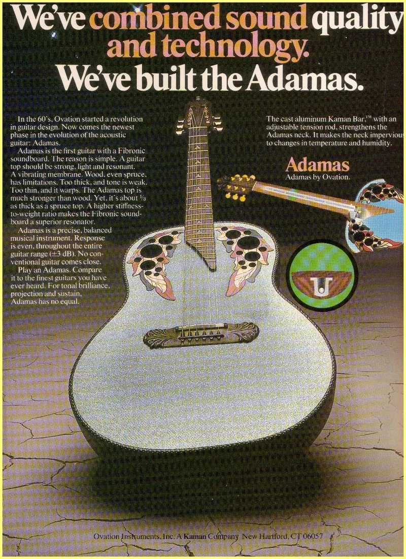 Ovation Adamas Guitar Advertisement – 'We've Combined Sound Quality and Technology'