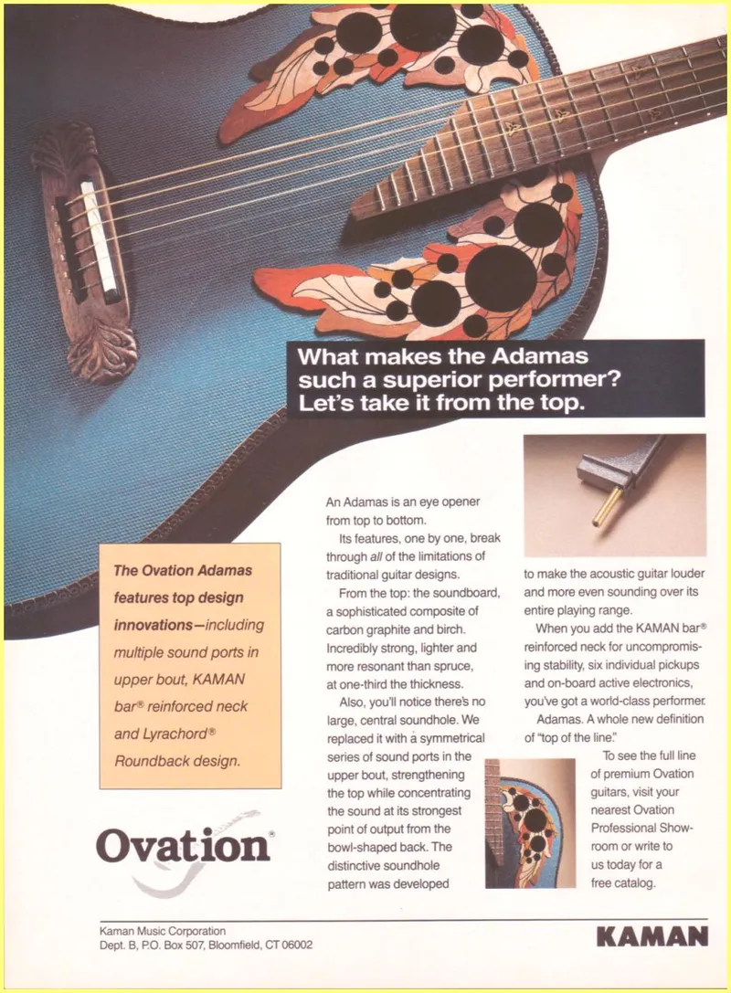 Ovation Adamas Guitar Advertisement - Superior Performance from Top to Bottom