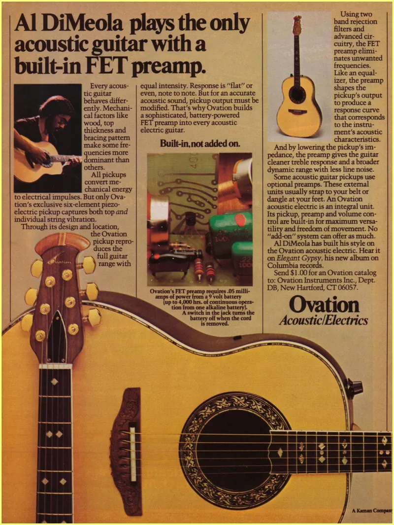 Ovation Acoustic/Electrics - Al DiMeola FET Preamp Advertisement