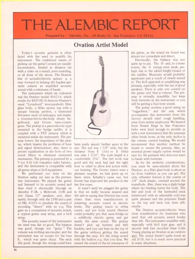 Alembic Report Ovation Artist Ad