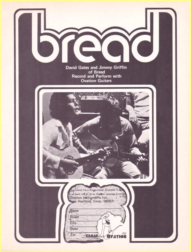 Ovation Guitars – Bread Band Endorsement Advertisement