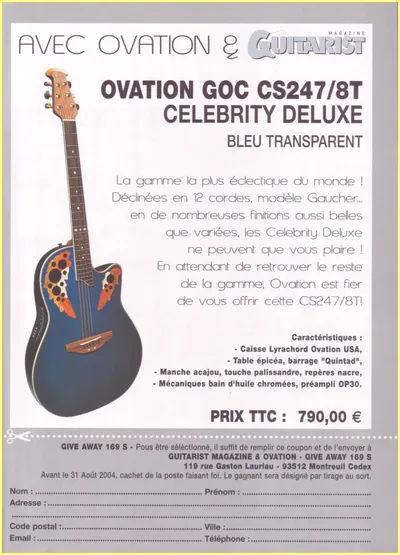 Guitarist Magazine Ovation CS247 8T Ad