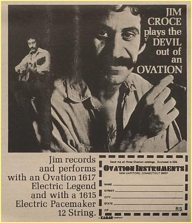 Jim Croce Ovation Instruments Advertisement