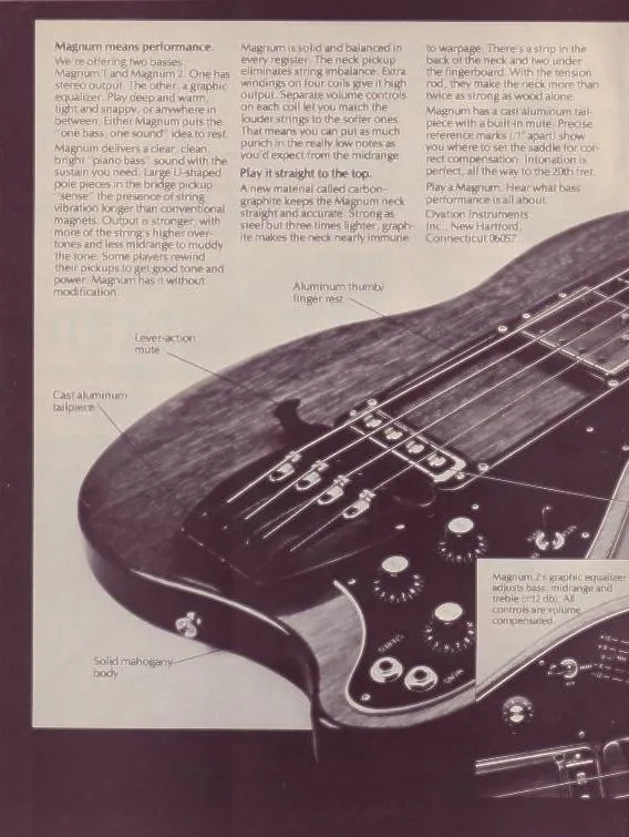 Ovation Magnum Bass Guitar Series Brochure