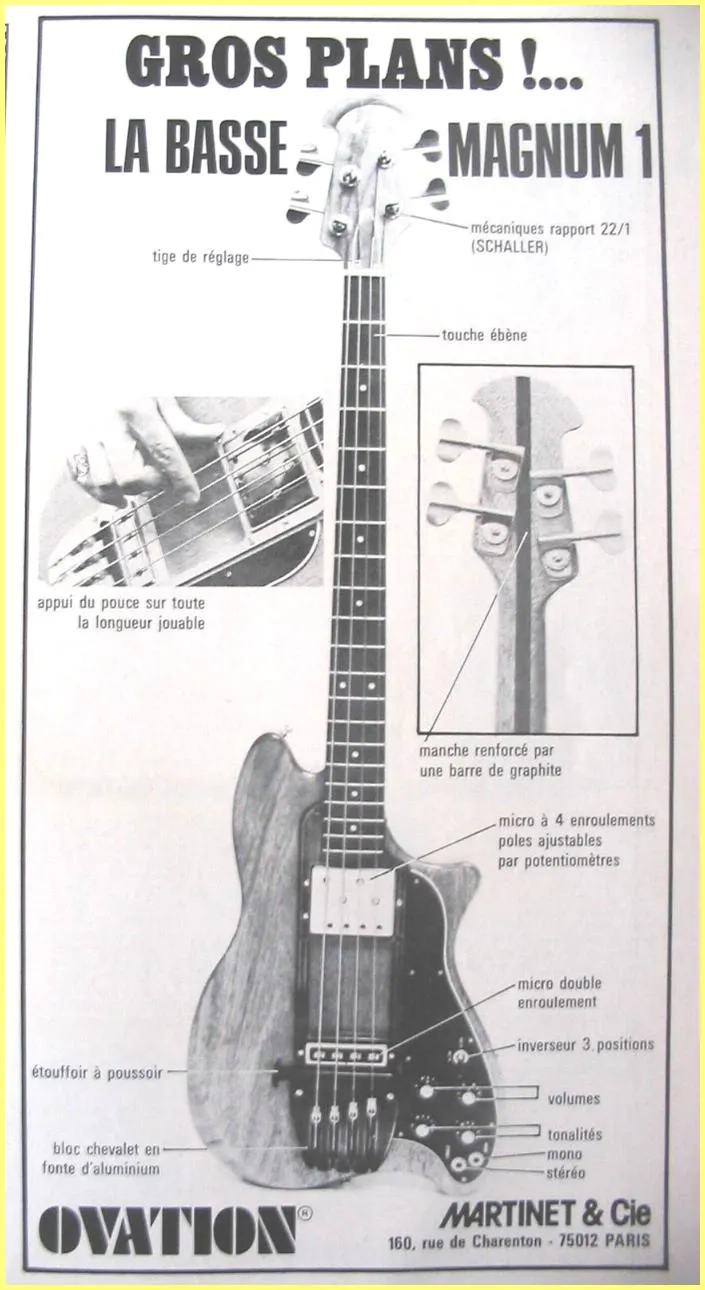 Ovation La Basse Magnum 1 - French Advertisement with Feature Callouts