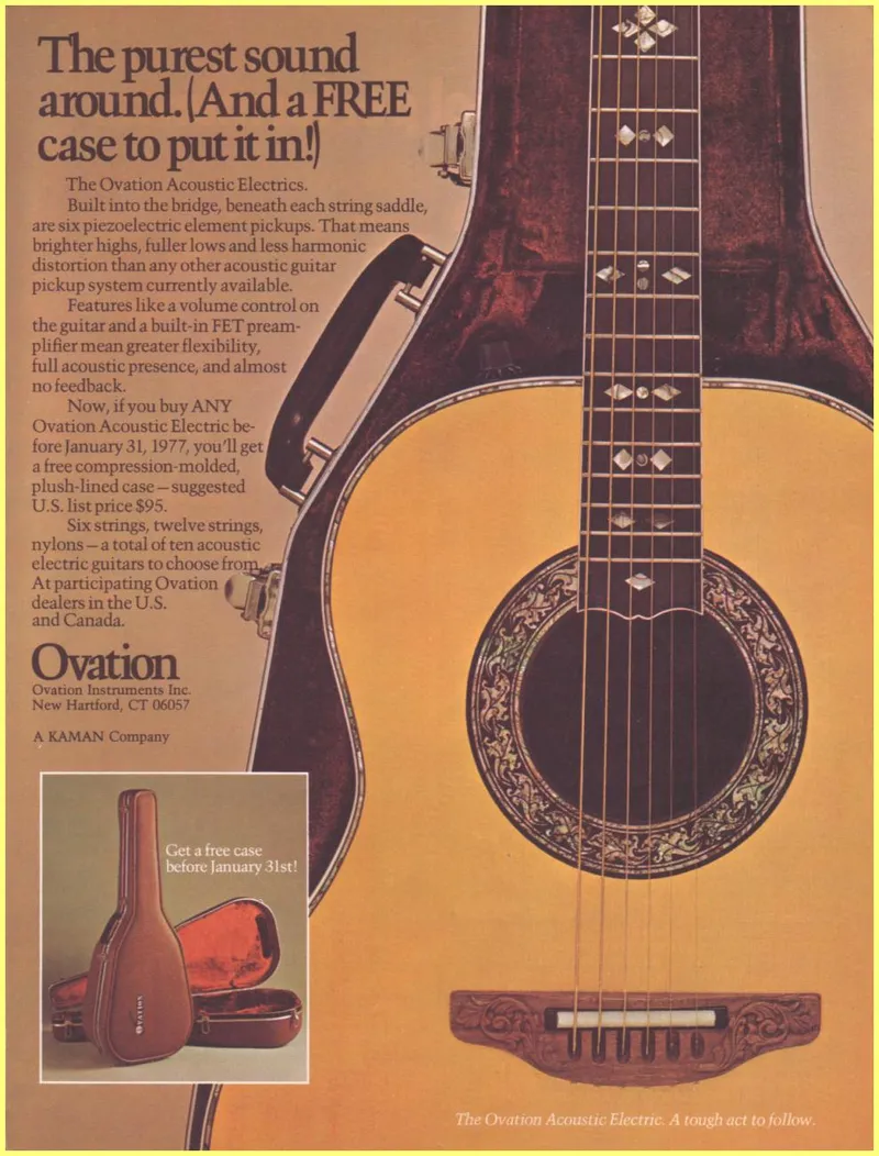 Ovation Acoustic Electrics - Free Case Promotion Advertisement