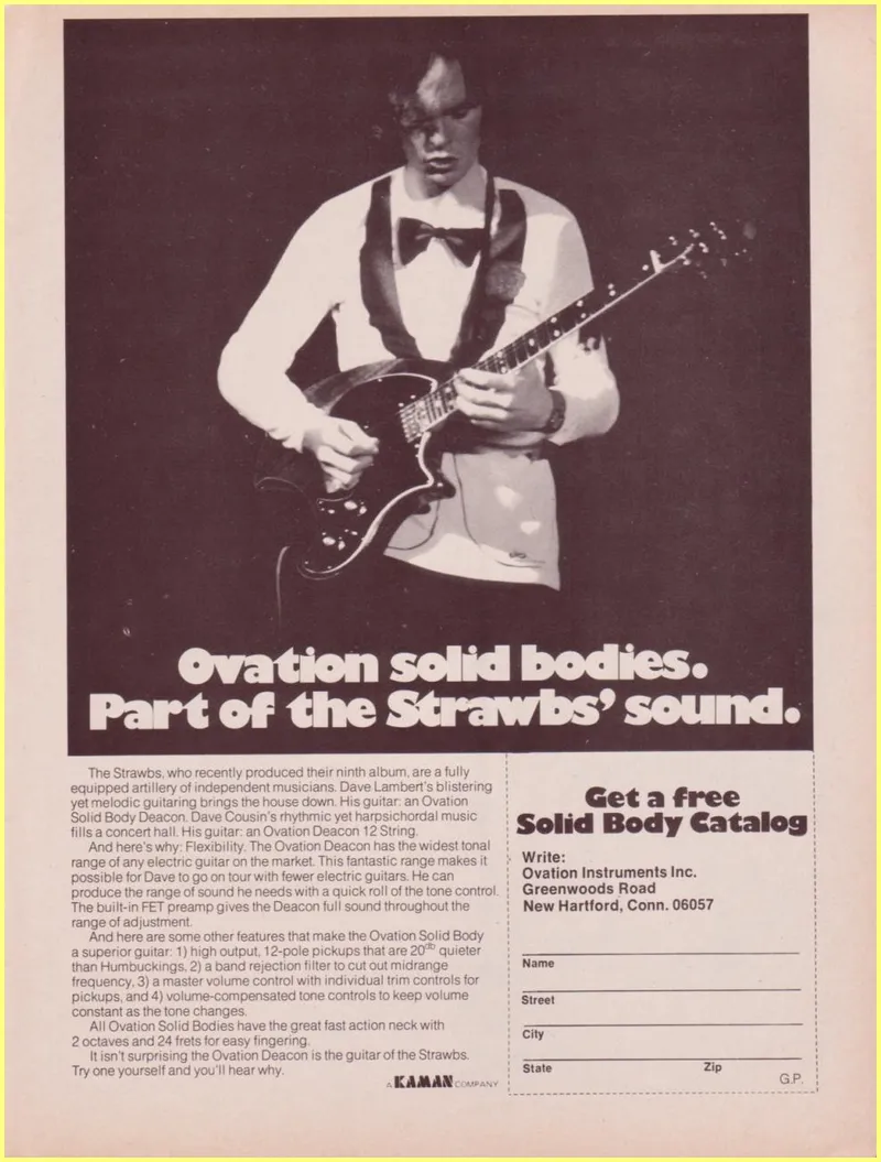Ovation Solid Bodies – Part of the Strawbs' Sound (Magazine Advertisement)