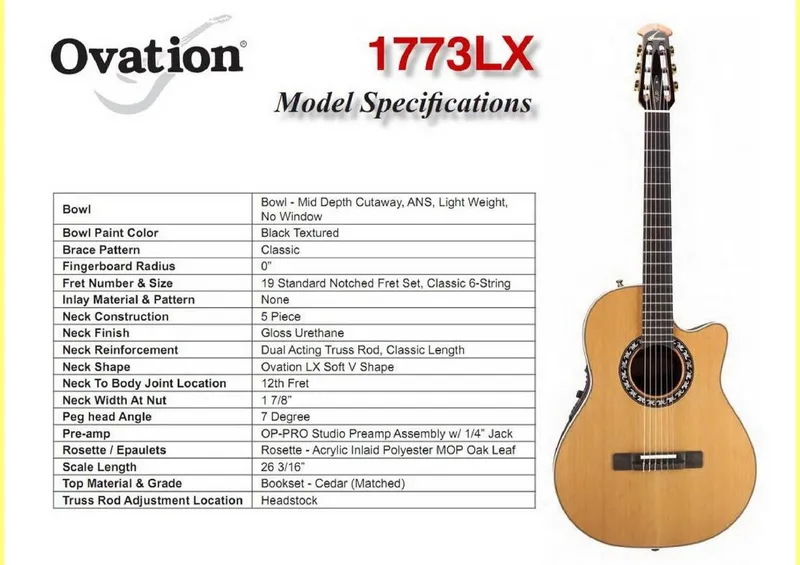 Ovation 1773lx service parts reference and model specifications page 02