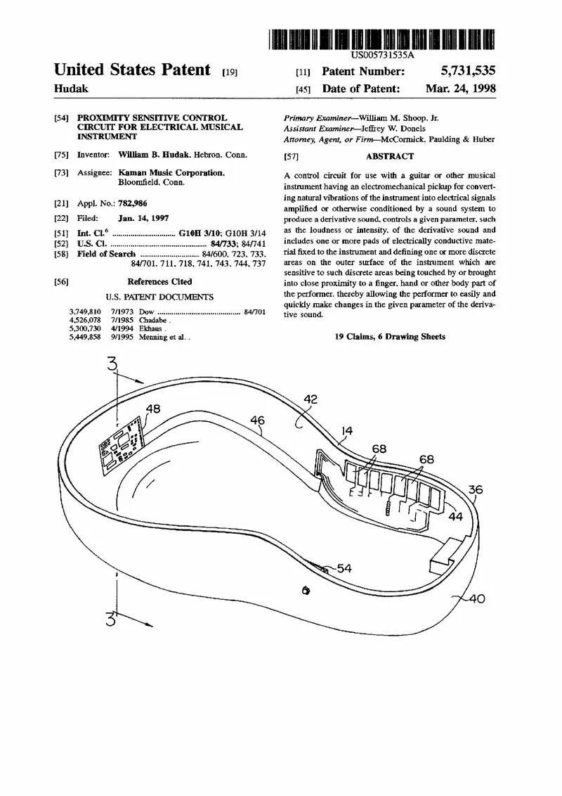 Proximity Sensitive Control Circuit for Electrical Musical Instrument (TS Preamp)