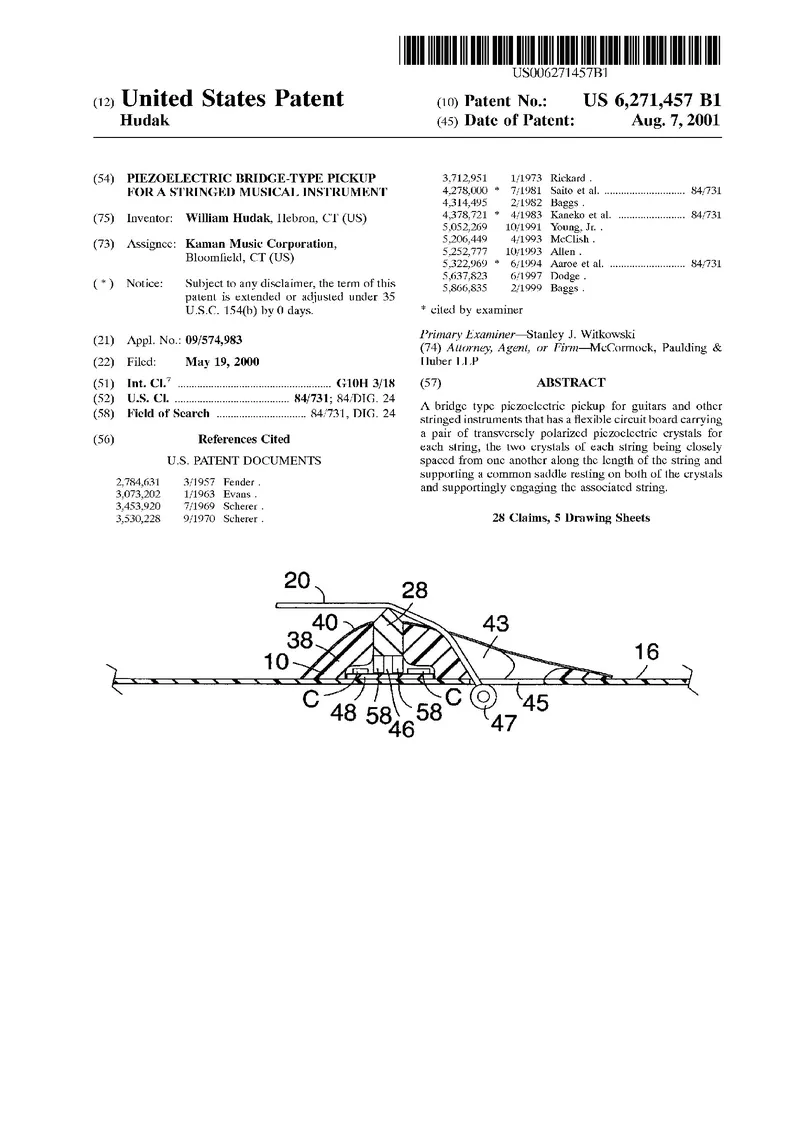 Piezoelectric Bridge-Type Pickup for a Stringed Musical Instrument