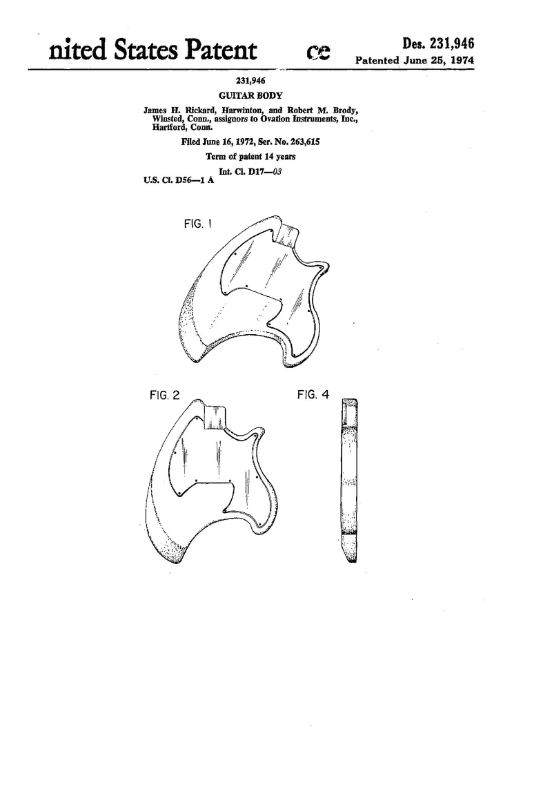 Ovation Electric Guitar Body Design Patent