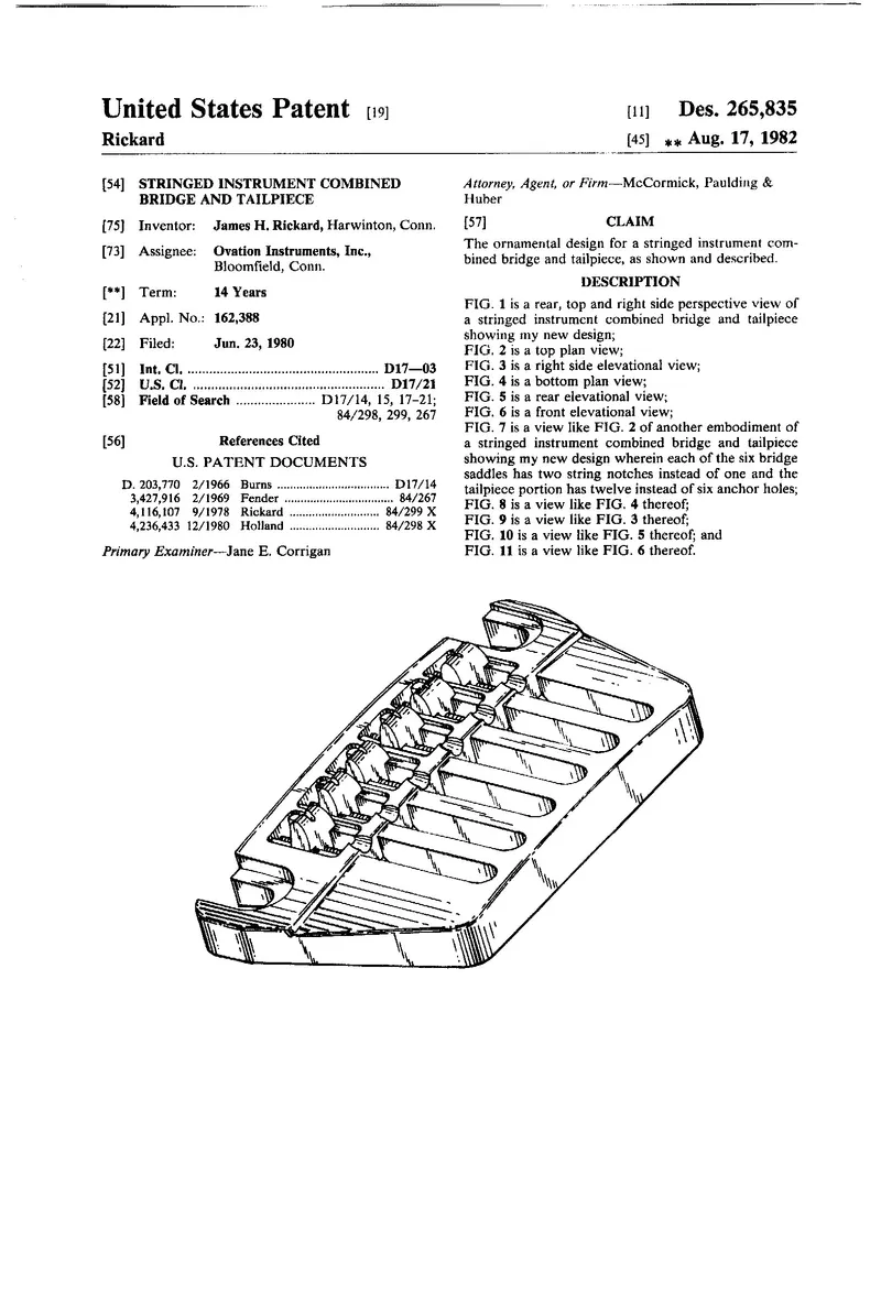 Stringed Instrument Combined Bridge and Tailpiece