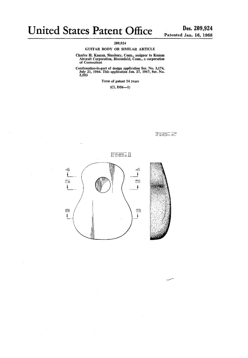 Ovation Guitar Body Design Patent – Rounded Bowl-Back Guitar Body