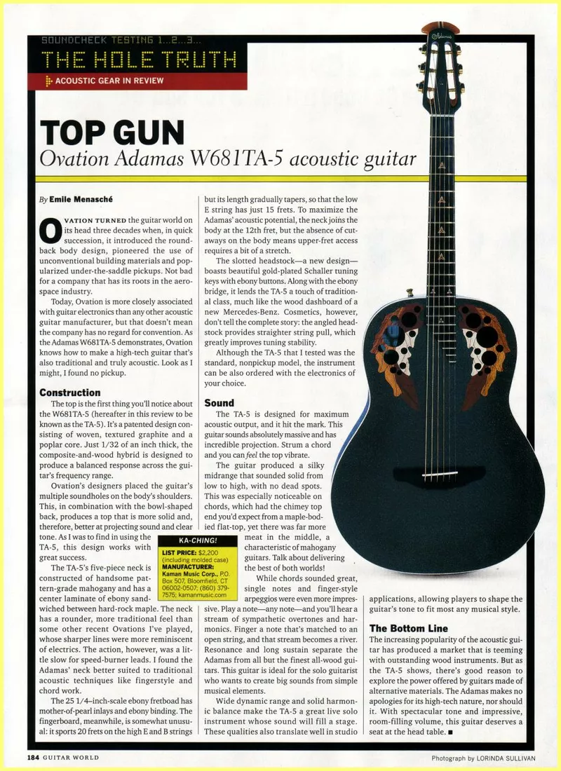 Guitar World Magazine Review: Ovation Adamas W681TA-5 Acoustic Guitar