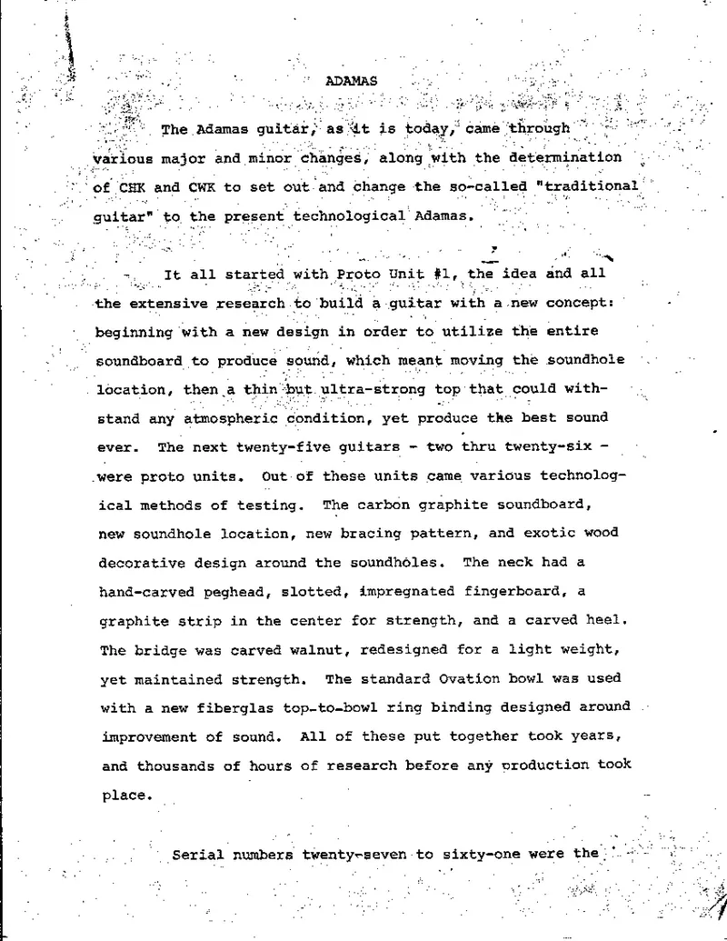 Adamas Guitar History and Development Document