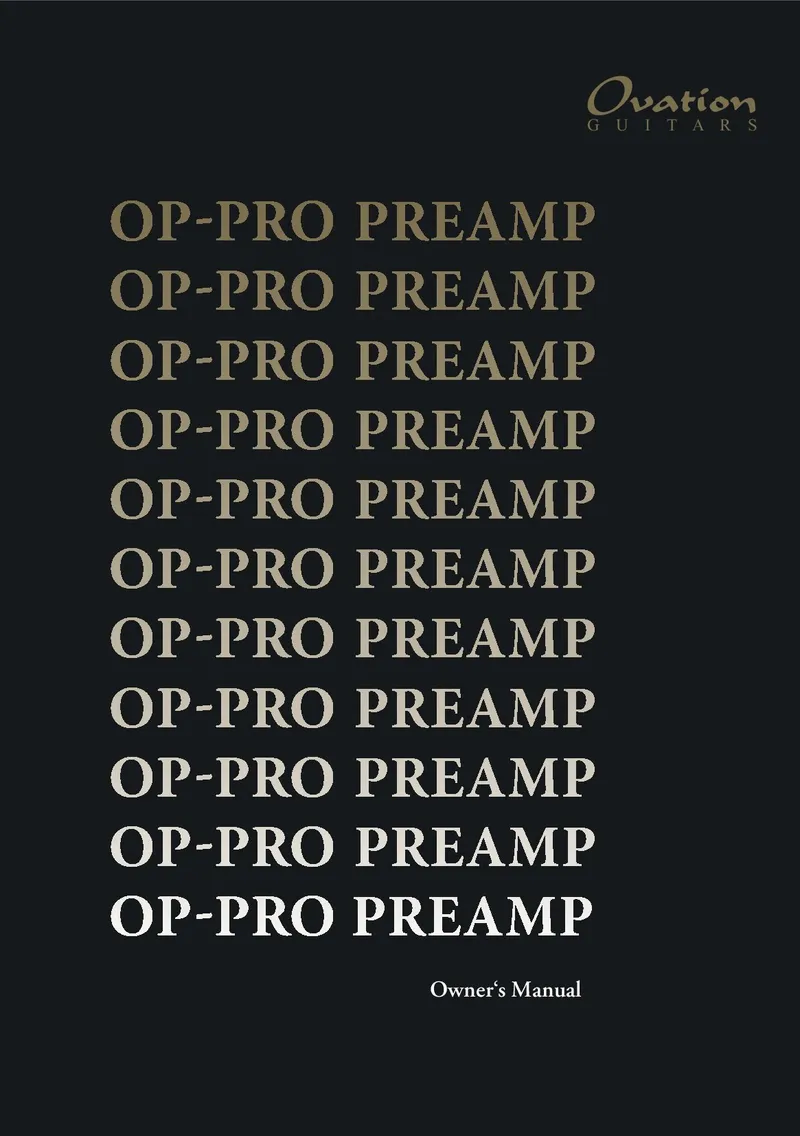 Ovation Guitars OP-PRO Preamp Owner's Manual