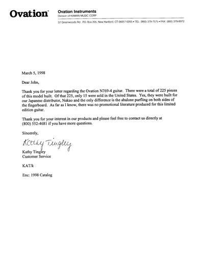 OVATION lETTER N